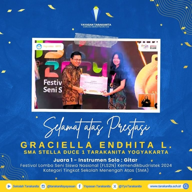 Juara 1 Instrumen Solo Gitar dalam FLS2N Kemdikbudristek 2024 Tingkat SMA.